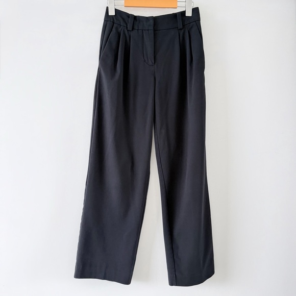 Aritzia Sunday Best Black Pleated Wide Leg Trousers High Rise 00 - Picture 2 of 10